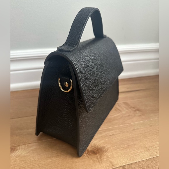 Mini Black Pebbled Leather Handbag - Picture 5 of 14